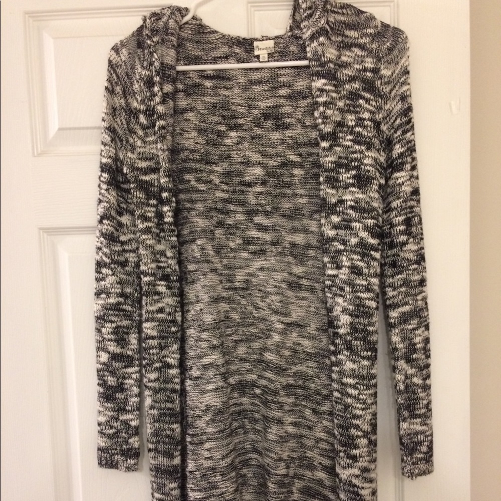 Black and white feathered cardigan